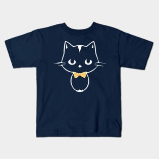 Cute Kawaii Kitten with bow tie on dark Kids T-Shirt